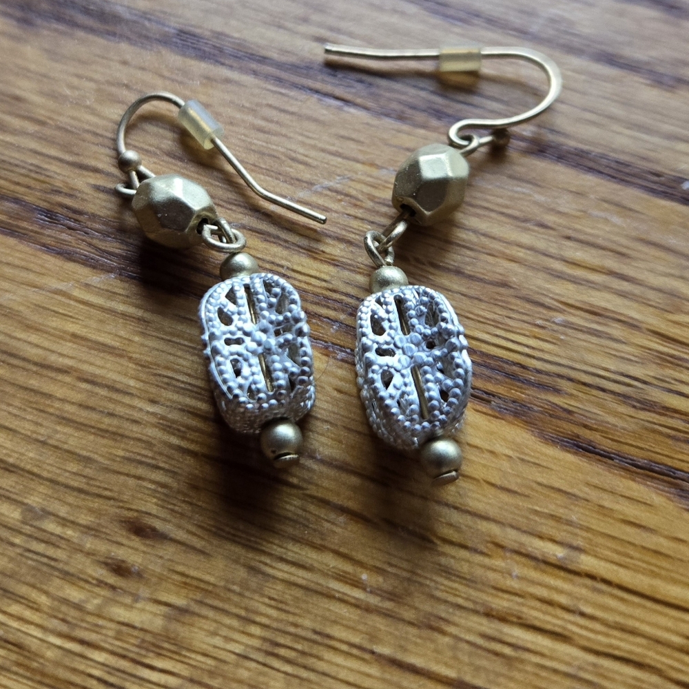 Gold and Silver Beaded Earrings
